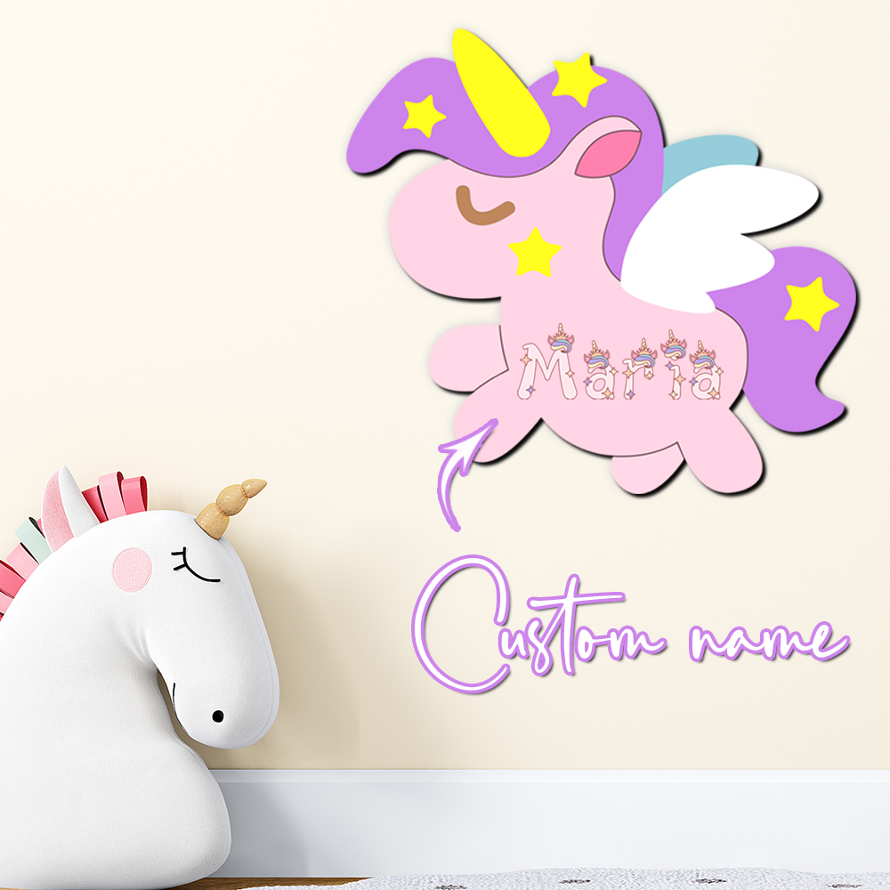 Baby Nursery Letters - Papan Nama Unicorn Kayu Custom, Huruf