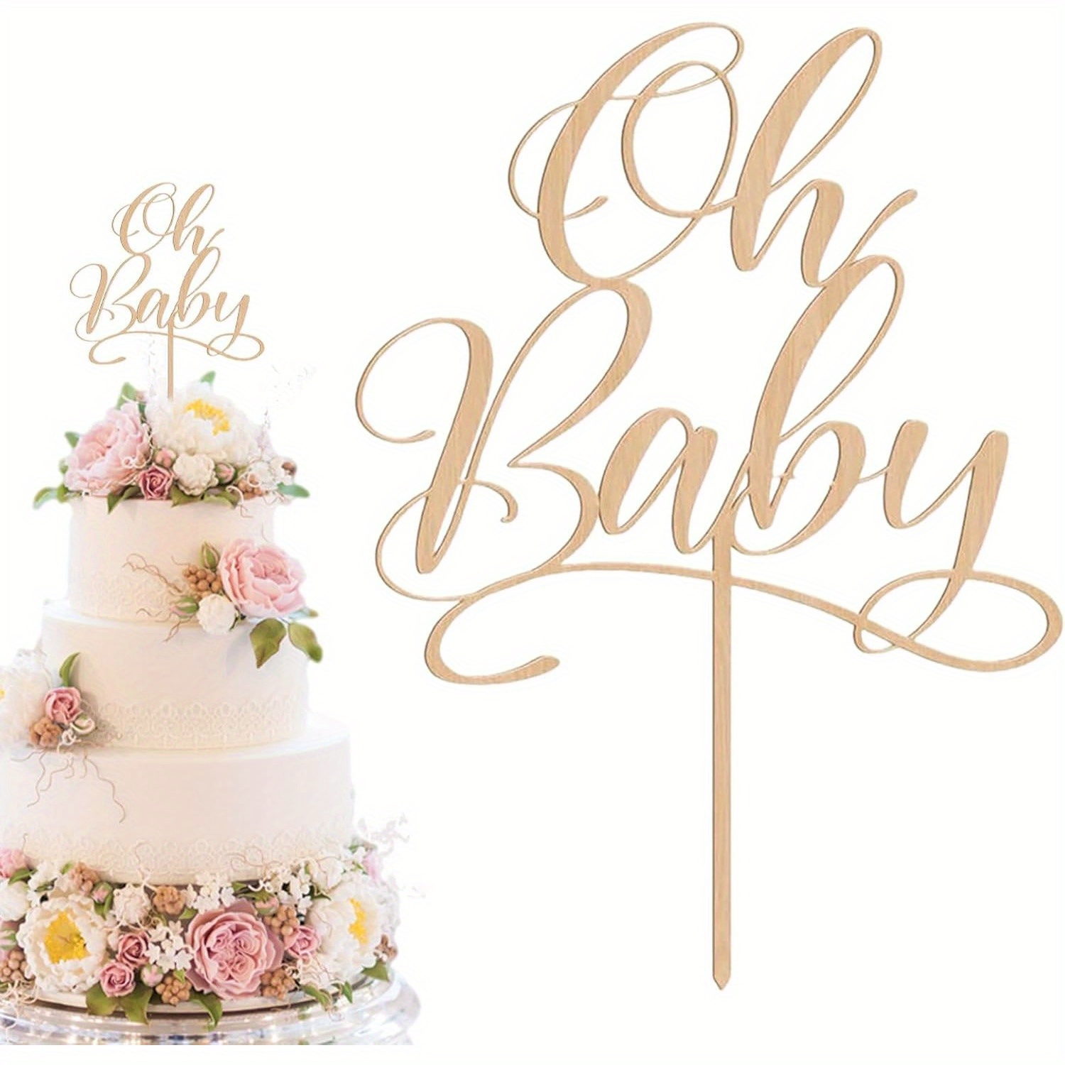 Baby Nursery Letters - 1 buah Hiasan Kue Kayu bertema