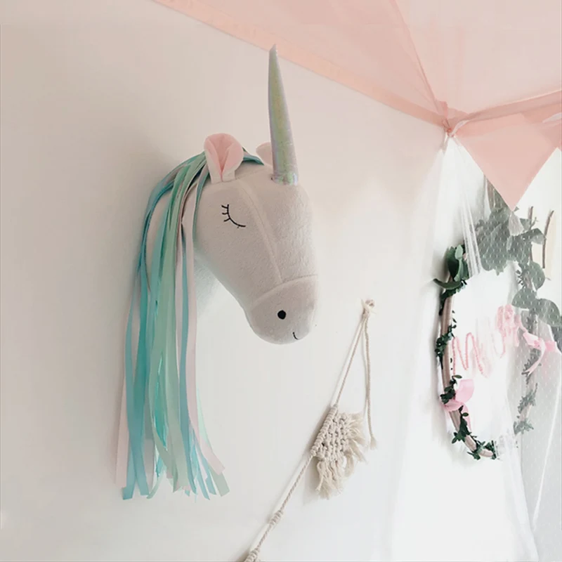Baby Nursery Girl - Hiasan Dinding Kepala Hewan Boneka Unicorn