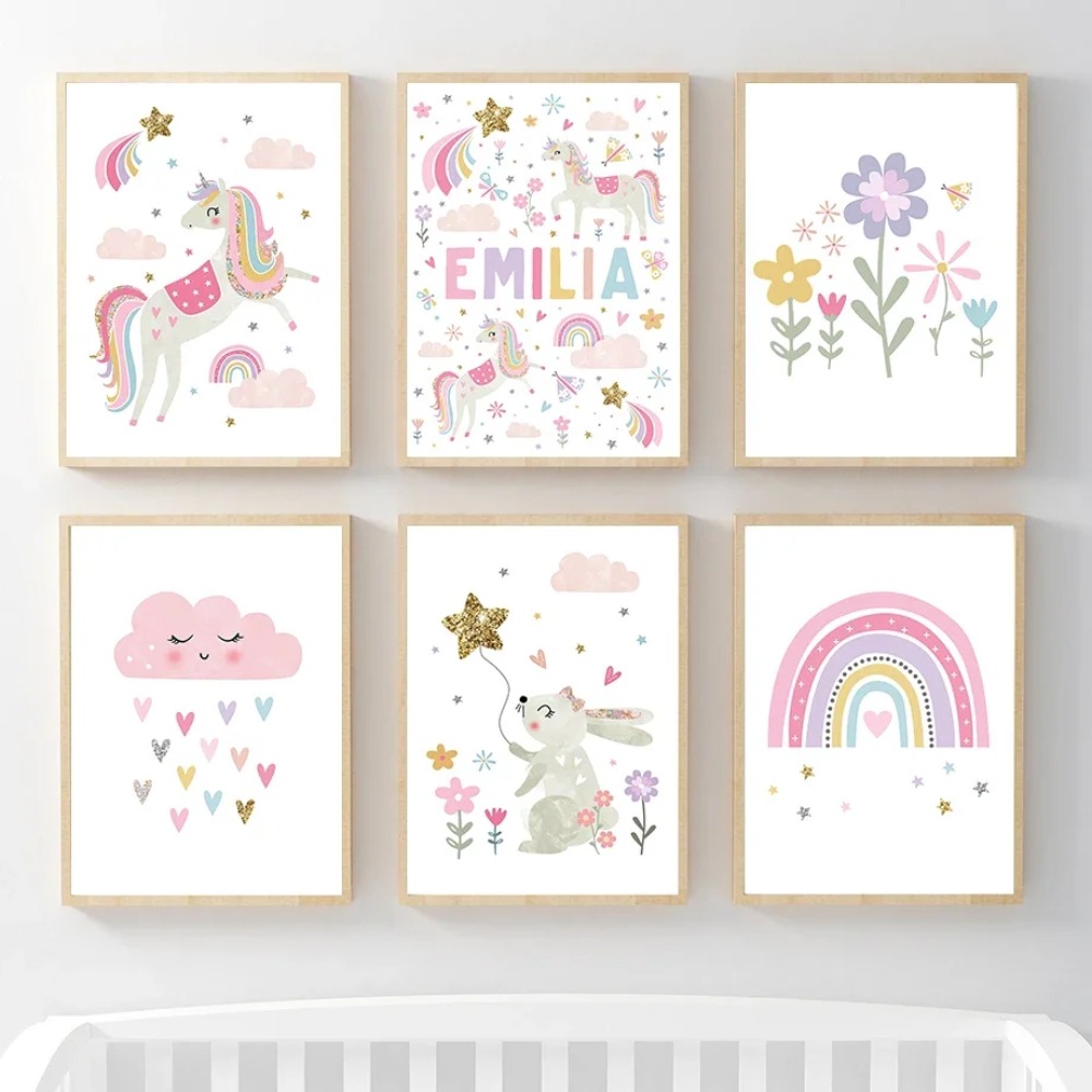 Baby Nursery Girl - Poster Lukisan Kanvas Seni Dinding Kamar