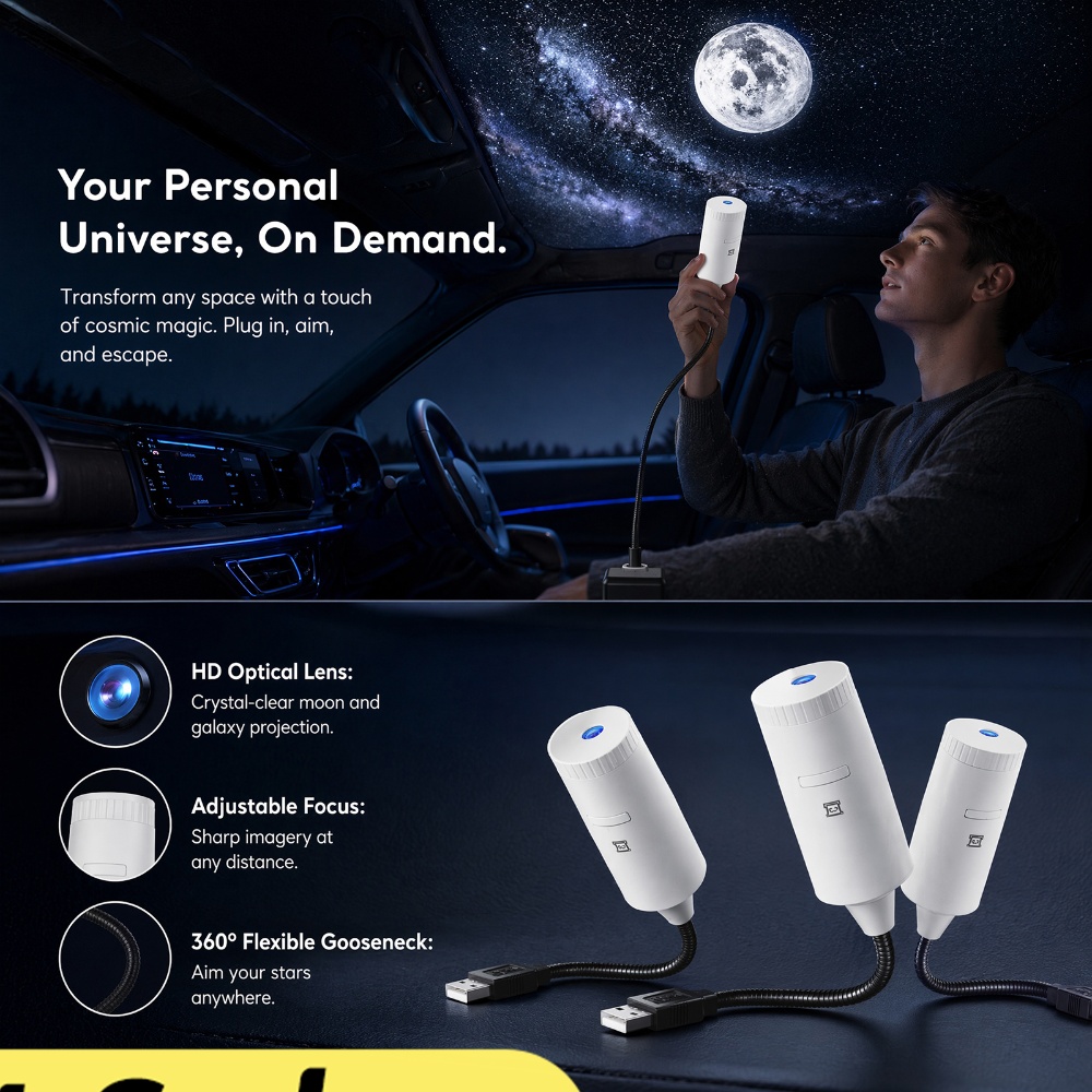 Night Light Projector Stars - Proyektor Bintang Galaksi Mini Dua Dalam