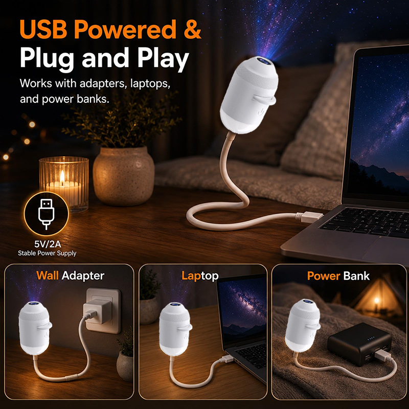 Night Light Projector Stars - Proyektor Lampu Malam Dinamis Proyektor Lampu