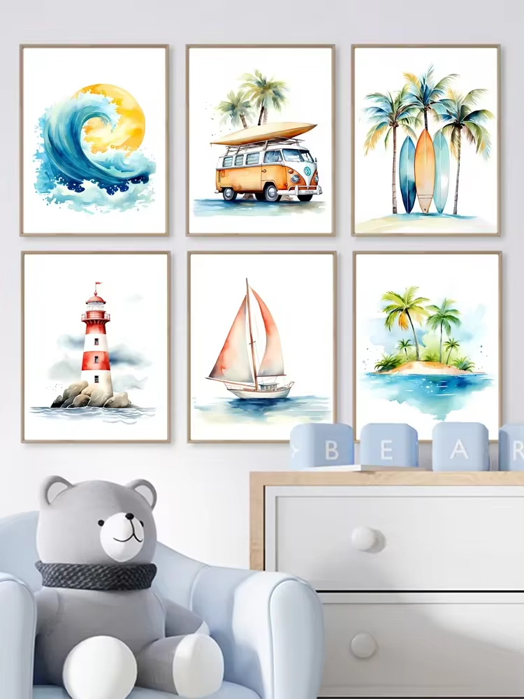 Surf tema laut pembibitan merc - Baby Nursery Themes ulasan dan harga