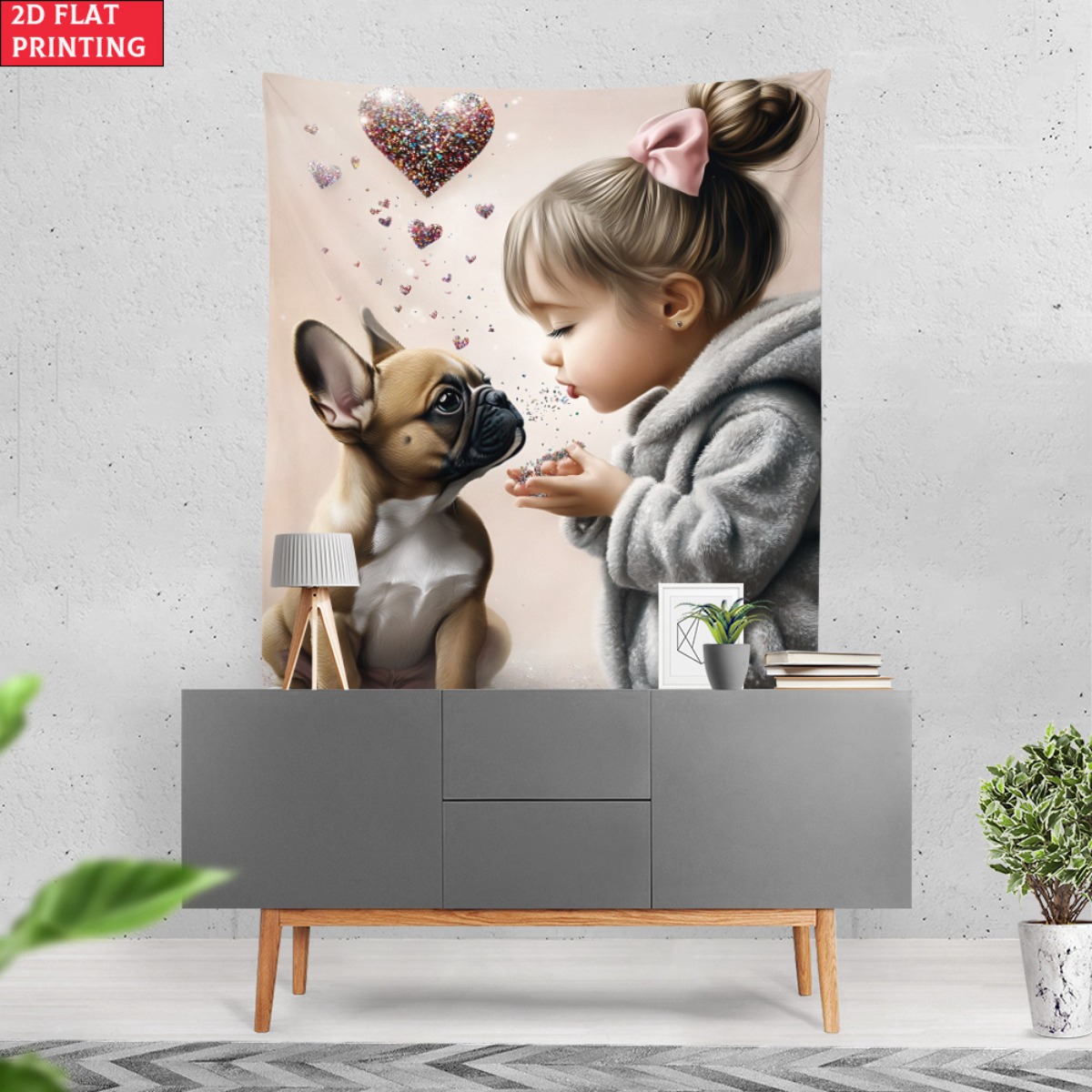 Gadis dengan anak anjing bulld - Baby Nursery Girl ulasan dan harga