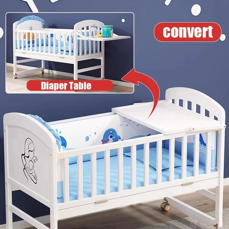 Tempat Tidur Bayi Kayu Dengan  - Convertible Crib Set ulasan dan harga