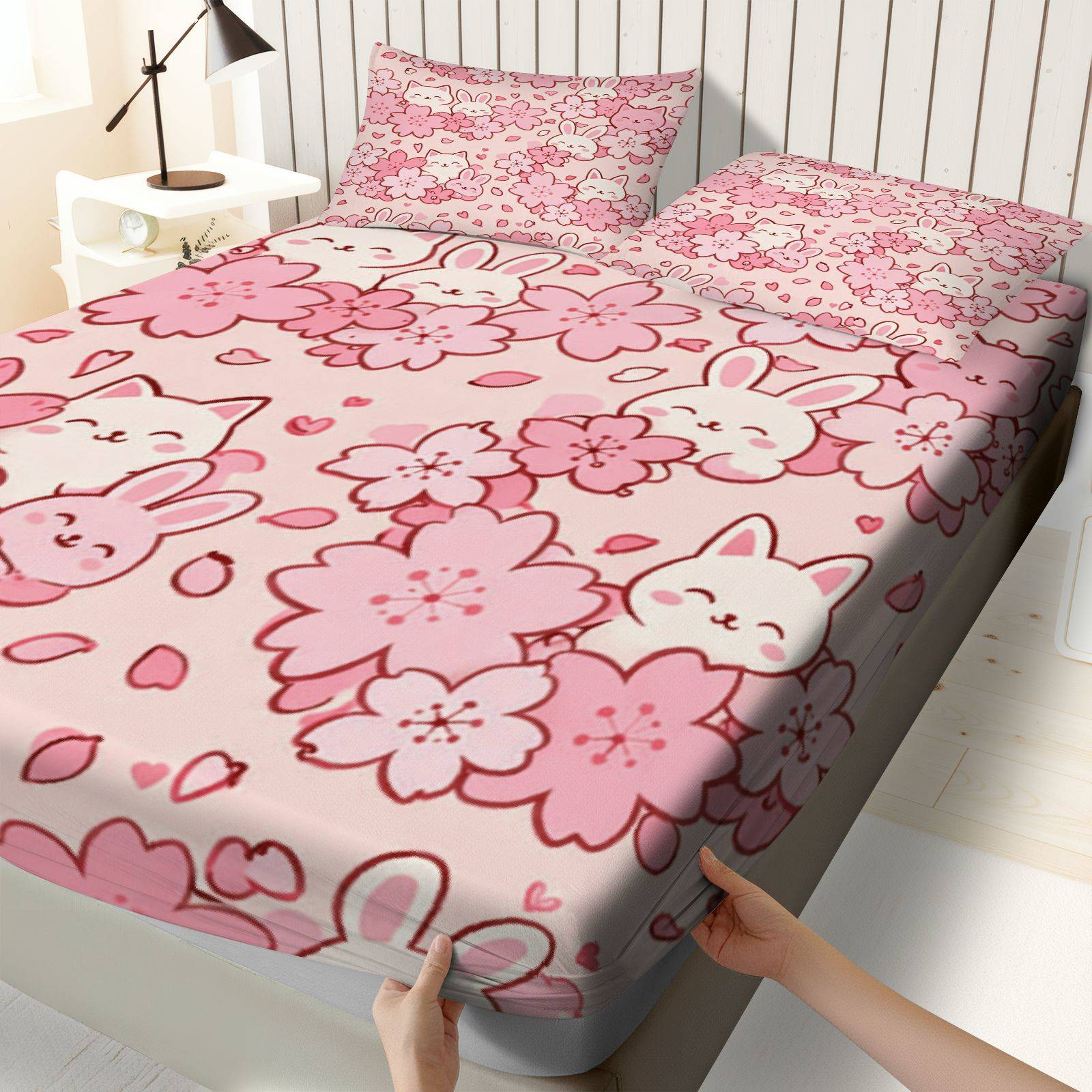 Set Sprei Sakura Rabbit Cat, B - Baby Nursery Themes ulasan dan harga